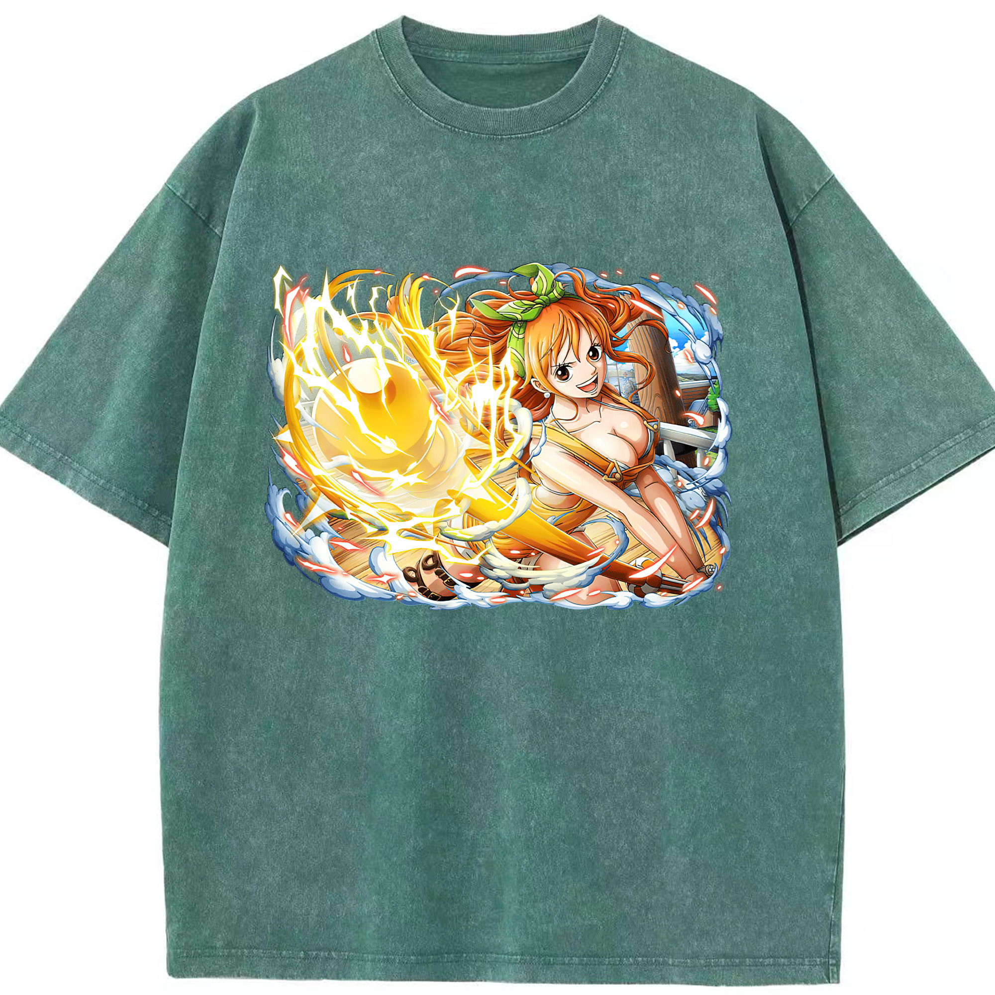 ワンピース ナミ ONE PIECE Nami 綿100% ヴィンテージ風 半袖Tシャツ（フロントプリント）